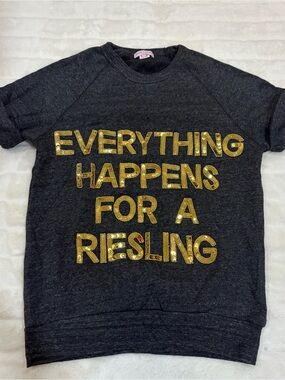Bow & Drape everything happens for a riesling half sleeve sweatshirt